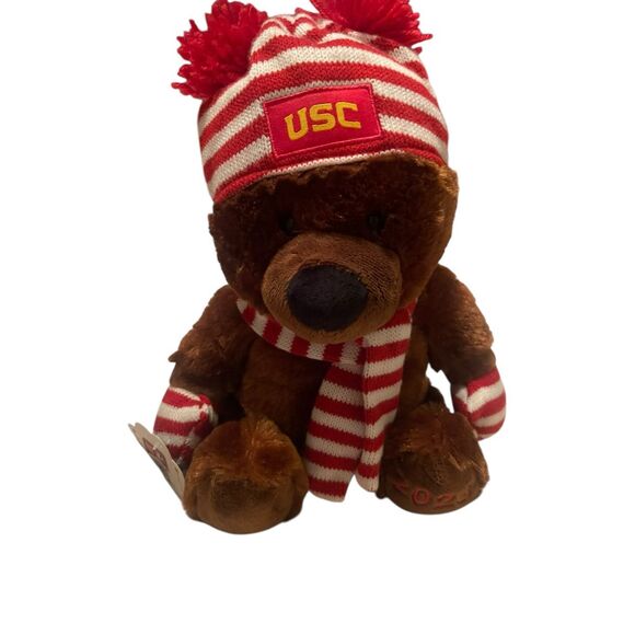 NWT NCAA USC Limited 2023 Mascot Factory Brown Stuffed Teddy Bear Beanie Scarf - Picture 8 of 13